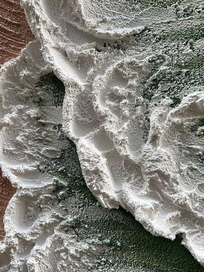 NANKAI Art Hand-painted white and green thick texture abstract oil painting Waves beach landscape oil painting home wall decoration art 40x28 Inches