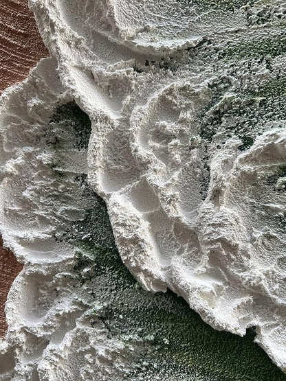 NANKAI Art Hand-painted white and green thick texture abstract oil painting Waves beach landscape oil painting home wall decoration art 40x28 Inches