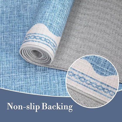 Scalloped Washable Rug 9x12 Area Rugs for Living Room, Solid Blue Rug for Bedroom Girls, Non Slip Throw Mat with Rubber Back, Soft Dorm Nursery 9x12 Carpet for Dining Room