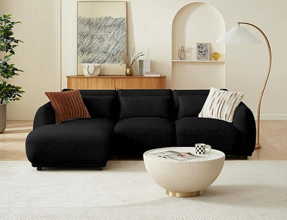 L Shaped Modular Sectional Couch with Removable Ottoman, Convertible Cloud Sofa for Living Room,Comfort Small Couch for Small Spaces(3 Set + 1 Ottomans - Black)