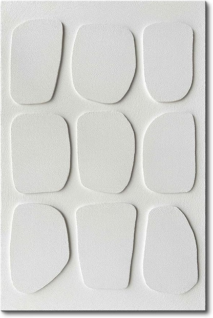 Creespi Hand Painted 3D Textured White Wall Art 24x36 inches,Modern Abstract Minimalist Art Canvas Painting for Home Wall Decor