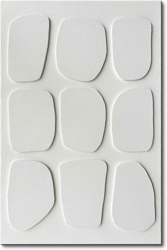Creespi Hand Painted 3D Textured White Wall Art 24x36 inches,Modern Abstract Minimalist Art Canvas Painting for Home Wall Decor