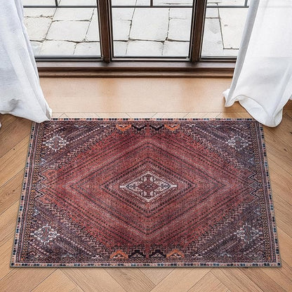 Bloom Rugs Washable Non-Slip 2' x 3' Rug - Red/Multicolor Traditional Bordered Area Rug for Living Room, Bedroom, Dining Room, and Kitchen - Exact Size: 2' x 3'
