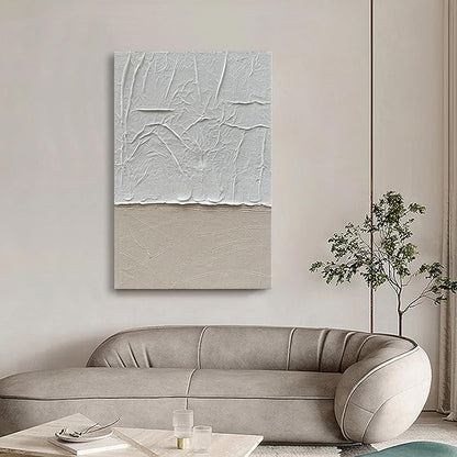 NANKAI Art 45x30 Inches Modern Minimalist Art Painting White and Grey Abstract Art Oil Painting Home Office Corridor Wall Decoration Art