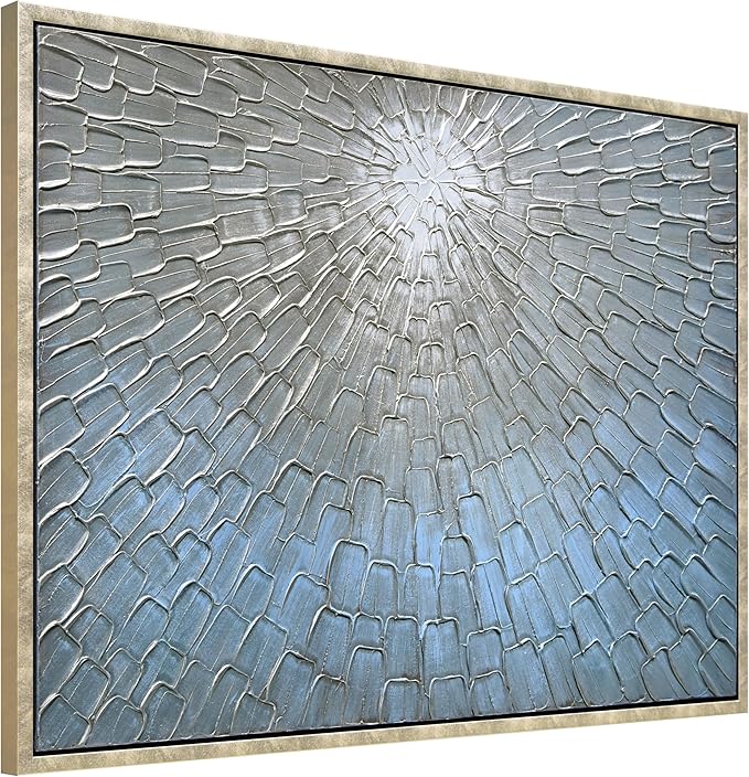 Empire Art Direct Ethereal Light Textured Metallic Hand Painted Blue Framed Canvas Wall Art, Ready to Hang, Living Room, Bedroom & Office, 30"x40"x1.5"