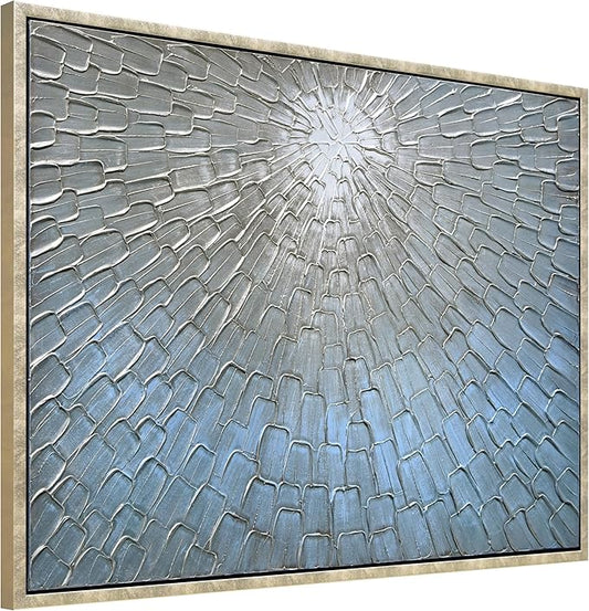 Empire Art Direct Ethereal Light Textured Metallic Hand Painted Blue Framed Canvas Wall Art, Ready to Hang, Living Room, Bedroom & Office, 30"x40"x1.5"