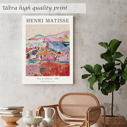 Induslyfe Large Framed Retro Vintage Wall Art Canvas Decor Set of 3, Matisse Prints Poster Modern Art, Sage Green Aesthetic Floral Botanical for Bedroom Living Room Bathroom 18x24