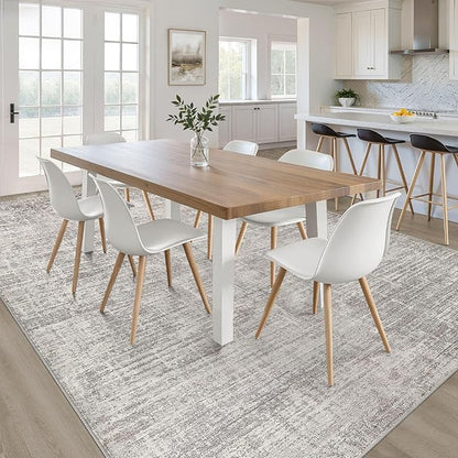 5x8 Area Rug Living Room: Washable Large Neutral Rug Abstract Soft Modern Stain Resistant Indoor Floor Non-Slip Carpet for Bedroom Nursery Kids Office Playroom Dining Room Under Table- Brown Gray
