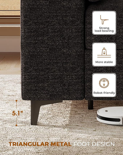 Upvilla 88.97" Modern Sofa Couch for Living Room, Deep Seat Sofa with 8”Cushion, Comfy 2-Seater Chenille Loveseat Sofa with Convertible Armrest, Removable Sofa Cover, High Leg (Dark Gray)