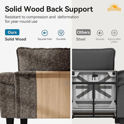 SUNSHINE VALLEY U Shaped Modular Cloud Couch, 123.6'' Comfy Chenille Sectional Sofa with Wider Armrest and Ottoman, Upholstered 5-Seat Modern Deep Seat for Bedroom Living Room, Taupe Gray