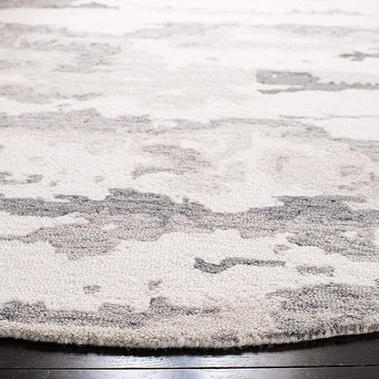 SAFAVIEH Abstract Collection 6' Round Charcoal / Ivory ABT465H Handmade Abstract Premium Wool Area Rug