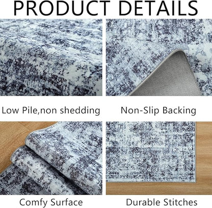 HOMORE Machine Washable Rug 6x9 Blue Rug for Living Room, Modern Neutral Rugs for Bedroom Non Slip Carpet for Kids Nursery Room,Area Rugs for Dining Room Kitchen Dorm