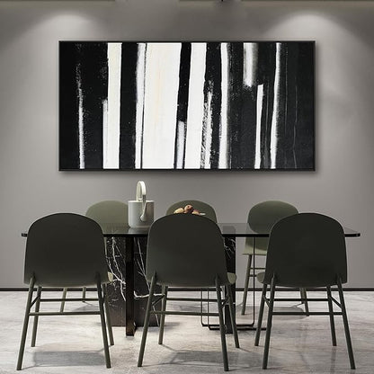 Abstract Wall Art Decor Modern paintings Wall Decorations Home Decor Wall Art Canvas Prints Black and White Minimalist Stripes Framed Artwork for Living Room Wall Bedroom Kitchen Office Decor 24×48 Inch