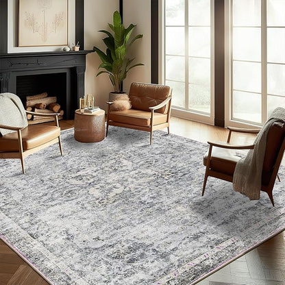CHAMPLANT Washable Area Rug 10'x14' Boho Design Non-Shedding Easy Care Ideal for High Traffic Areas in Living Room Bedroom Office Coffee Table Kitchen Large Carpet