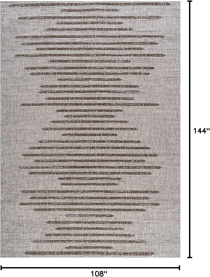JONATHAN Y Stripe Geometric Indoor Outdoor Area Rug 9X12 Beige/Brown, Zolak Berber for Backyard, Patio, Porch, Easy-Cleaning, High Traffic, Pet-Friendly, Non-Shedding (SMB124A-9)