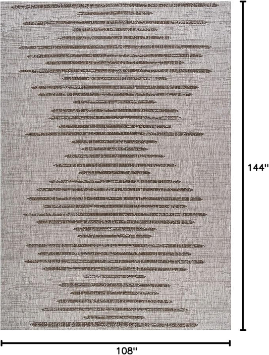 JONATHAN Y Stripe Geometric Indoor Outdoor Area Rug 9X12 Beige/Brown, Zolak Berber for Backyard, Patio, Porch, Easy-Cleaning, High Traffic, Pet-Friendly, Non-Shedding (SMB124A-9)