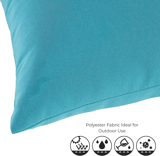 Set of 2 Outdoor Throw Pillows 19 x 12 Inch – Reversible Rectangle Patio Accent Pillows – Weather-Resistant Polyester Fabric – Eco-Friendly Recycled Polyfiber Fill – Teal