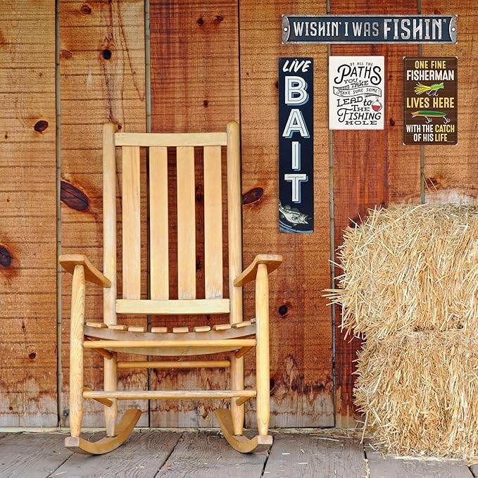 Fisherman With the Catch of His Life Embossed Metal Sign - Funny Fishing Wall Art for Garage, Lake House or Man Cave