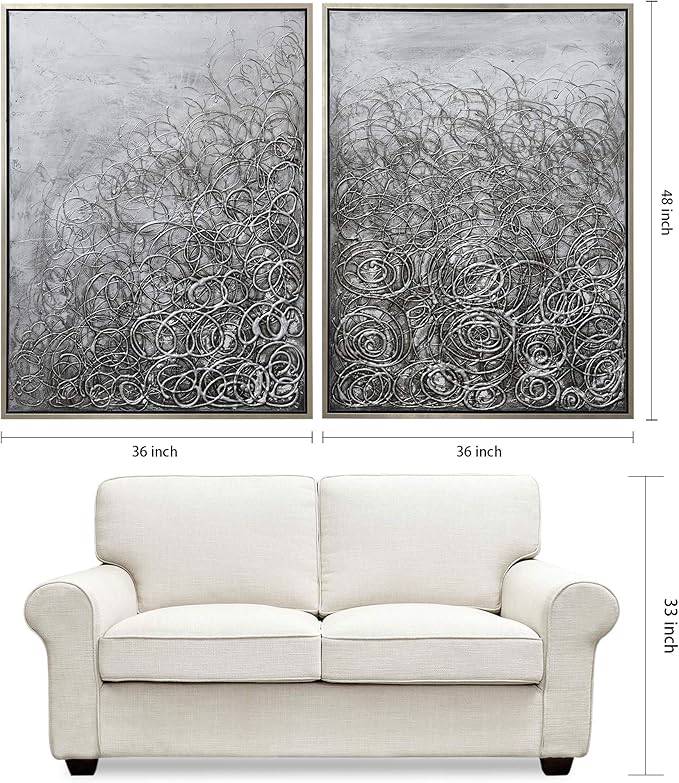 Empire Art Direct Abstract Wall Art Textured Hand Painted Canvas by Martin Edwards, Diptych, 48" x 36" each, Circular Logic