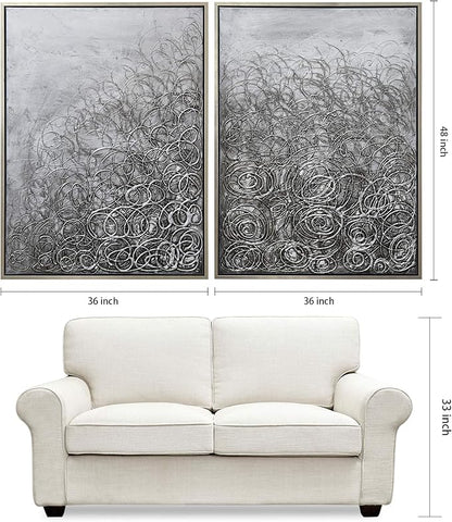 Empire Art Direct Abstract Wall Art Textured Hand Painted Canvas by Martin Edwards, Diptych, 48" x 36" each, Circular Logic