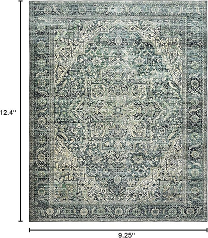 BILEEHOME Dark Emerald Green 2x3 Rug for Living Room,Vintage Floral Waterproof Non Slip Cool Area Rugs for Men Office Hardwood Floors Bedroom