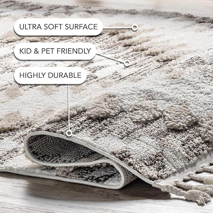 nuLOOM Adelade Beige/Ivory, 6'7" x 9', Southwestern, Shaggy, Soft and Cozy, High Traffic, Stain Resistant Area Rug for Bedroom, Living Room, Dining Space, Den, Foyer, Entryway