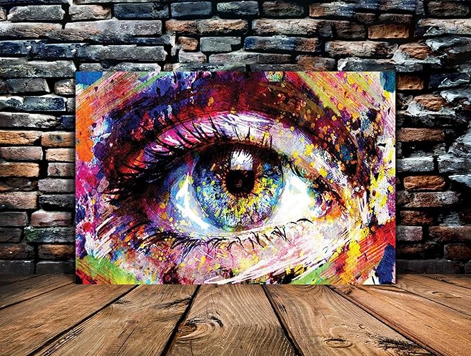 Yatsen Bridge Colorful Eye Graffiti Wall Art Street Artwork Eye Graffiti Painting Pictures HD Print Home Decoration for Living Room Bathroom Wall Decor Gallery Wrapped Ready to Hang - 24x36 inch