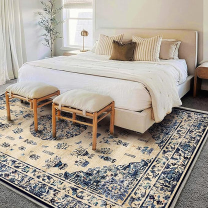 CHAMPLANT Washable Area Rug 10'x14' Boho Design Non-Shedding Easy Care Ideal for High Traffic Areas in Living Room Bedroom Office Coffee Table Kitchen Large Carpet