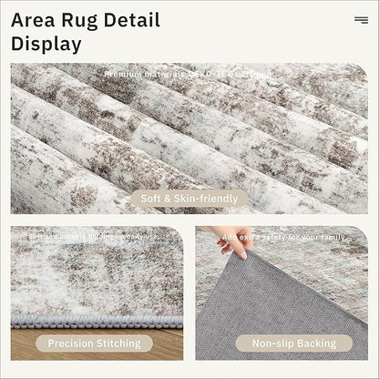 Soalmost Runner Rug 2x5 Washable Non-Slip Kitchen Runner Rugs for Bathroom Laundry Room Pink/Grey Vintage Floor Carpet Runners for Hallway Entryway