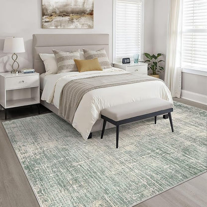 5x8 Area Rug Living Room: Washable Large Neutral Green Rugs Abstract Soft Modern Stain Resistant Indoor Floor Non-Slip Carpet for Bedroom Nursery Kids Office Playroom Dining Room Under Table Home
