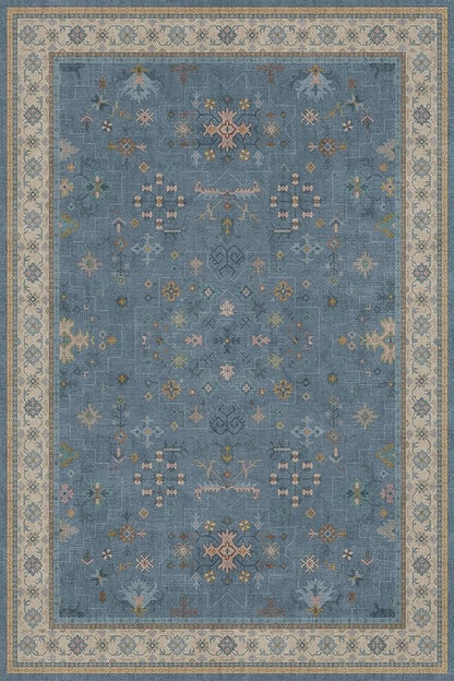 Hazo Haus Boho 8x12 Large Area Rugs for Living Room - Eclectic Dusky Blue Rug for Bedroom Under Bed, Dining Room Under Kitchen Table, Washable Soft Non Slip Unique Colorful Indoor Décor