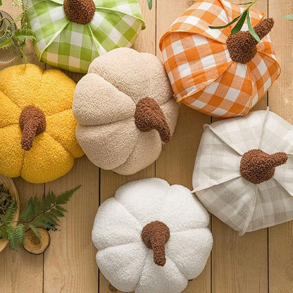 Phantoscope Teddy Fleece Pumpkin Throw Pillows, Halloween Ultra Soft Sherpa Decorative Cute 3D Shaped Cushion, White, 6 x 12 inches