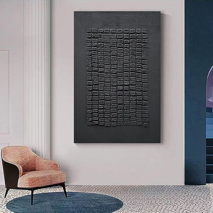 NANKAI Art Hand-painted 45x30 inches Black thick Texture Abstract art Oil painting Contemporary Minimalist style art living room office corridor wall decoration painting