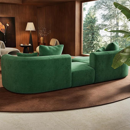 116" Modular Sectional Couches with Ottoman, Luxury Modern Curved Back Sofa, Minimalist Style Oversized 4 Seat Deep Comfy Convertible L Shape Boneless Couch for Living Room Office Apartment, Green