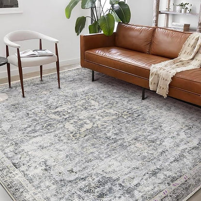 CHAMPLANT Washable Area Rug 10'x14' Boho Design Non-Shedding Easy Care Ideal for High Traffic Areas in Living Room Bedroom Office Coffee Table Kitchen Large Carpet