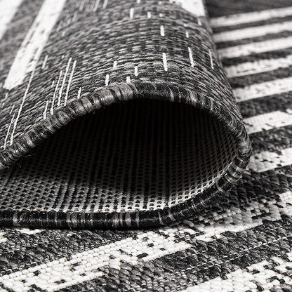 JONATHAN Y Stripe Geometric Indoor Outdoor Area Rug 3X5 Black/Ivory, Zolak Berber for Backyard, Patio, Porch, Easy-Cleaning, High Traffic, Pet-Friendly, Non-Shedding (SMB124E-3)