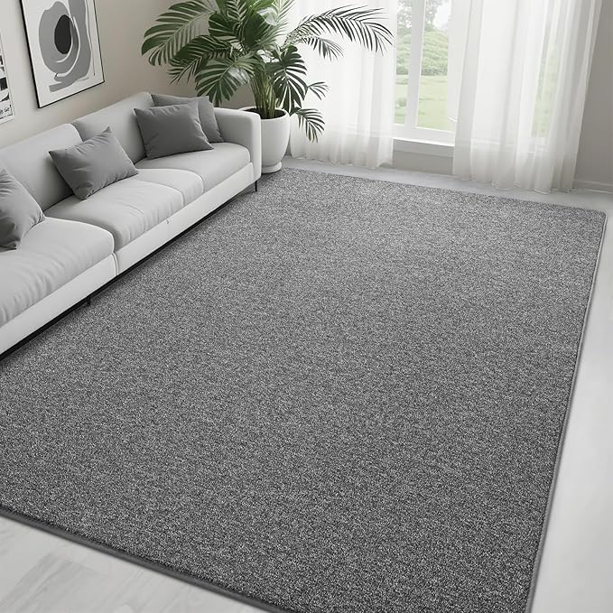 5x7 Area Rugs for Bedroom Living Room, Dark Grey Soft Low-Pile Modern Indoor Thickened Memory Foam Non-Slip Washable Carpets for Kids Dorm Home Decor Rug