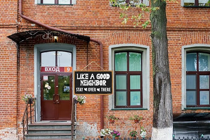 Like a Good Neighbor Stay Over There - Vintage Wall Decor Art, Funny Decorations, Rustic Farmhouse Wall Pediments Art Home Decor (CA7US-018)