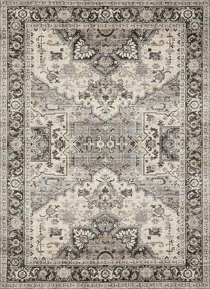 Area Rug for Living Room - 9x12 Soft Machine Washable Oriental Vintage Floral Distressed Large Indoor Floor Carpet for Bedroom Under Dining Table Home Office Decor - Brown