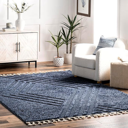 Nuloom Risette Solid ' Shag for Living Room Bedroom Dining Room Nursery, Blue