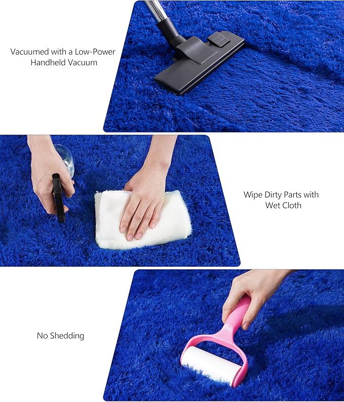 9x12 Large Area Rugs for Living Room, Blue Fluffy Shag Rug for Bedroom and Nursery, Soft and Comfy, Big Fuzzy Carpet for Kids, Girls, Boys Room Dorm Home Decor Aesthetic, Upgrade Non Slip