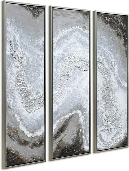 Empire Art Direct Abstract Wall Art Textured Hand Painted Canvas by Martin Edwards, Triptych, 60" x 20" each, Iced