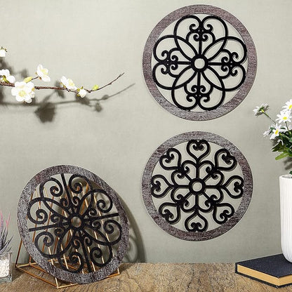 Blulu 3 Pieces Thicken Rustic Wall Decor Farmhouse Wall Art Decor Wood Hanging Decoration for Living Room Bedroom Home Indoor Outdoor Office(Classic Style)