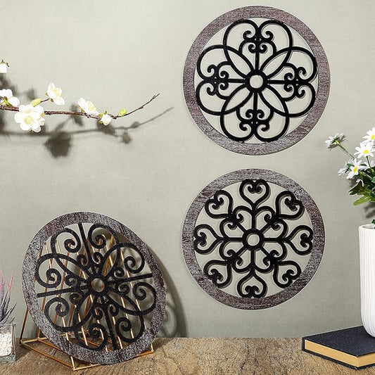 Blulu 3 Pieces Thicken Rustic Wall Decor Farmhouse Wall Art Decor Wood Hanging Decoration for Living Room Bedroom Home Indoor Outdoor Office(Classic Style)