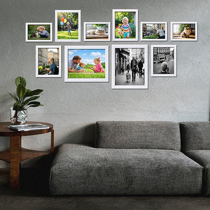 xnlkros Picture Frame Set 10 pack, Farmhouse Photo Frames, Gallery Wall Frame Collage, 8x10 5x7 4x6 Frames in 3 Different Finishes Picture Frames For Wall or Desk, White