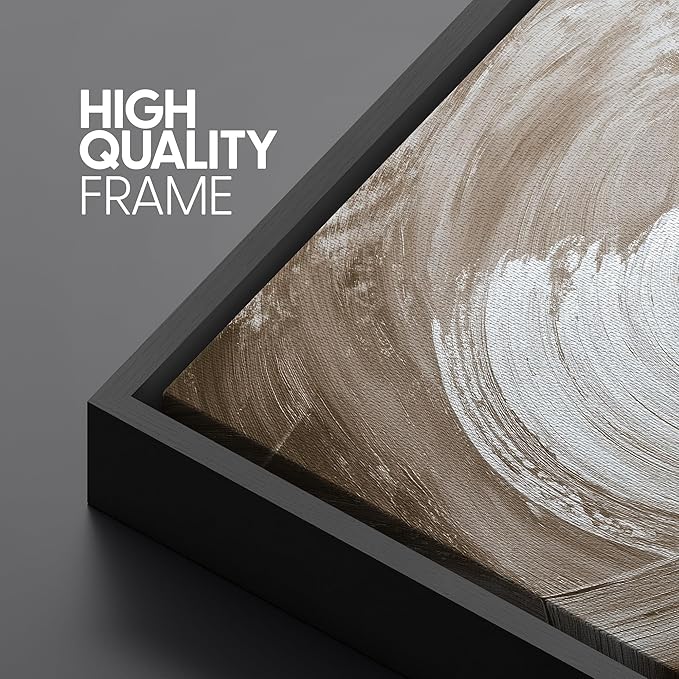 SIGNLEADER Framed Canvas Print Wall Art Set Warm Brown and White Swirl Abstract Illustrations Minimal Decorative Bohemian Nordic for Living Room, Bedroom, Office - 24"x36"x3 BLACK