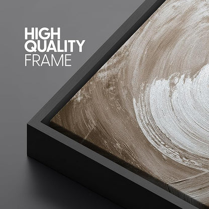 SIGNLEADER Framed Canvas Print Wall Art Set Warm Brown and White Swirl Abstract Illustrations Minimal Decorative Bohemian Nordic for Living Room, Bedroom, Office - 24"x36"x3 BLACK