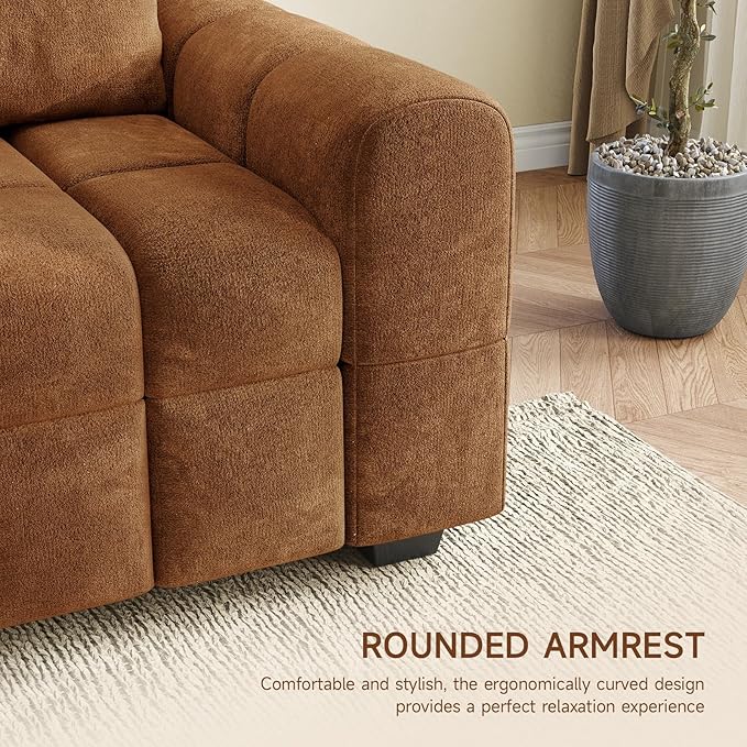 ONBRILL 82" Loveseat Sofa, Modern Chenille Sofa Couch for Living Room, Pull Point Seat Cushion, Easy Assembly, Comfy Love Seat for Small Spaces, Bedroom, Apartment, Orange