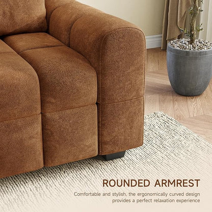 ONBRILL 82" Loveseat Sofa, Modern Chenille Sofa Couch for Living Room, Pull Point Seat Cushion, Easy Assembly, Comfy Love Seat for Small Spaces, Bedroom, Apartment, Orange