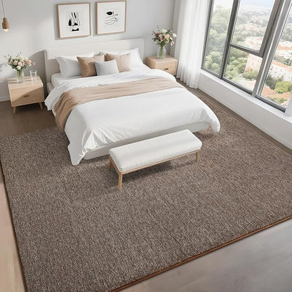 7x10 Area Rugs for Bedroom Living Room, Brown Soft Low-Pile Modern Indoor Thickened Memory Foam Non-Slip Washable Carpets for Kids Dorm Home Decor Rug